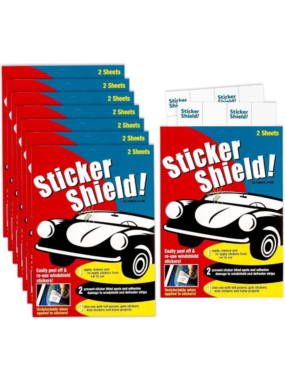 Easy Windshield Sticker Applicator - 8 Pack, 16 Sheets for Quick Application